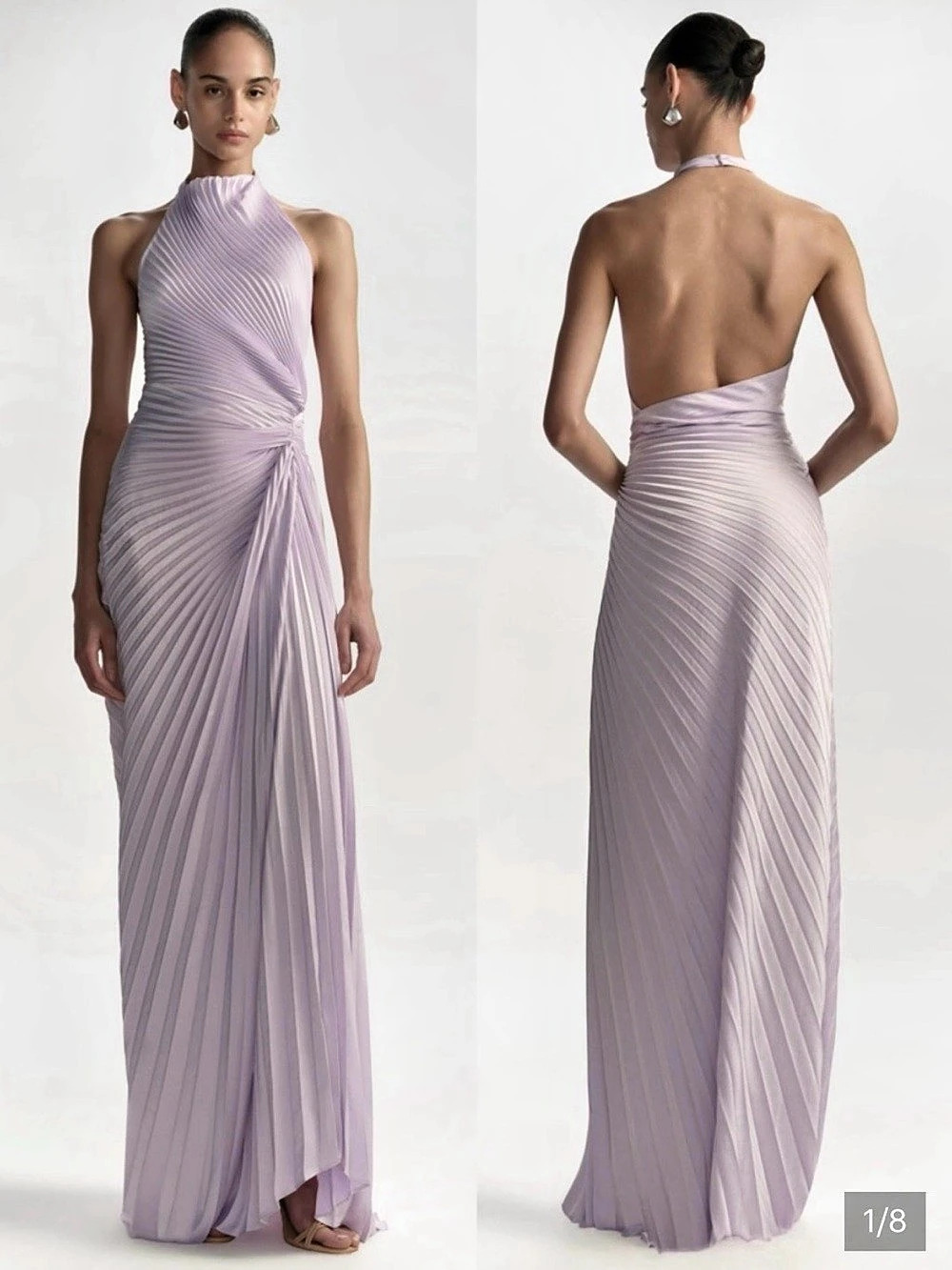 ALC Dress Lavender Pleated Halter Maxi Dress